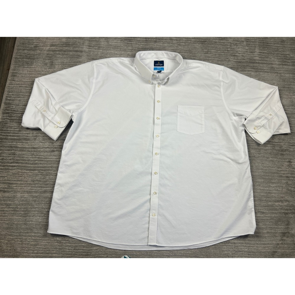 Stafford Button-Down Shirt Mens 4XL White Coolmax All Season Big & Tall Solid